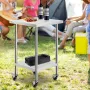 Stainless Steel Work Table 24 x 24 x 38 Inch, with 4 Wheels, 3 Adjustable Height Levels, Heavy Duty Food Prep Worktable for Comm