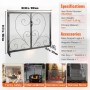 Fireplace Screen 2 Panel with Door, Sturdy Iron Mesh Fireplace Screen, 990(L) x802(H)MM Spark Guard Cover, Simple Installation,