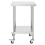 Stainless Steel Work Table 24 x 24 x 38 Inch, with 4 Wheels, 3 Adjustable Height Levels, Heavy Duty Food Prep Worktable for Comm