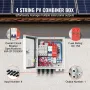 PV Combiner Box, 4 String, Solar Combiner Box with 15A Rated Current Fuse 63A Circuit Breaker Lightning Arrester and Solar Conne