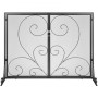 Fireplace Screen 2 Panel with Door, Sturdy Iron Mesh Fireplace Screen, 990(L) x802(H)MM Spark Guard Cover, Simple Installation,
