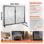 Fireplace Screen 2 Panel with Door, Sturdy Iron Mesh Fireplace Screen, 990(L) x802(H)MM Spark Guard Cover, Simple Installation,