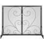 Fireplace Screen 2 Panel with Door, Sturdy Iron Mesh Fireplace Screen, 990(L) x802(H)MM Spark Guard Cover, Simple Installation,