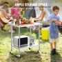24 x 36 x 40 Inch Stainless Steel Work Table, Commercial Food Prep Worktable with Casters, Heavy Duty Prep Worktable, Metal Work