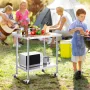 24 x 36 x 40 Inch Stainless Steel Work Table, Commercial Food Prep Worktable with Casters, Heavy Duty Prep Worktable, Metal Work