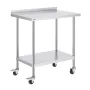 24 x 36 x 40 Inch Stainless Steel Work Table, Commercial Food Prep Worktable with Casters, Heavy Duty Prep Worktable, Metal Work