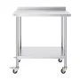 24 x 36 x 40 Inch Stainless Steel Work Table, Commercial Food Prep Worktable with Casters, Heavy Duty Prep Worktable, Metal Work