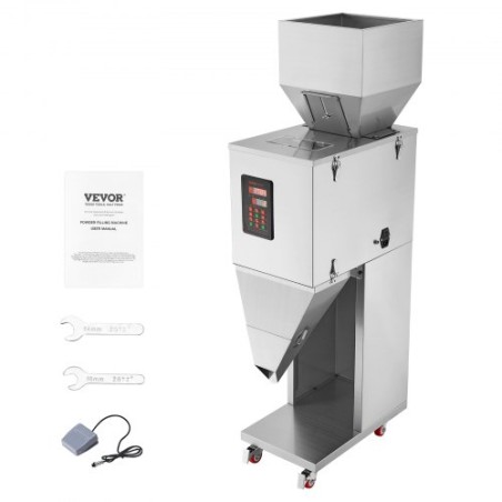 Particle Filling Machine, 0.044-6.6 lbs/20-3000g, Automatic Filler Machine with Foot Pedal, Stainless Steel Weighing Filling