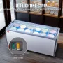 Commercial Ice Cream Display Case, 567 L Chest Freezer, Mobile Glass Top Deep Freezer, Restaurant Gelato Dipping Cabinet with 12