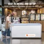 Commercial Ice Cream Display Case, 567 L Chest Freezer, Mobile Glass Top Deep Freezer, Restaurant Gelato Dipping Cabinet with 12