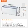 Commercial Ice Cream Display Case, 567 L Chest Freezer, Mobile Glass Top Deep Freezer, Restaurant Gelato Dipping Cabinet with 12