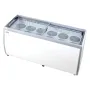 Commercial Ice Cream Display Case, 567 L Chest Freezer, Mobile Glass Top Deep Freezer, Restaurant Gelato Dipping Cabinet with 12