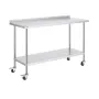 24 x 60 x 40 Inch Stainless Steel Work Table, Commercial Food Prep Worktable with Casters, Heavy Duty Prep Worktable, Metal Work