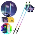 LED piskelys 2pcs 4ft RGB Spiral Antenne Light Remote App ATV UTV RZR