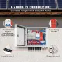 PV Combiner Box, 6 String, Solar Combiner Box with 15A Rated Current Fuse 125A Circuit Breaker Lightning Arrester and Solar Conn
