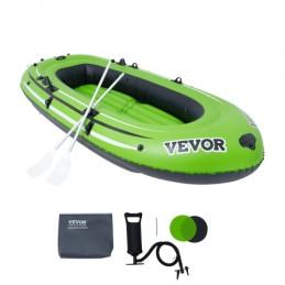 Inflatable Boat, 4-Person Inflatable Fishing Boat, Strong PVC Portable Boat Raft Kayak, 45.6" Aluminum Oars, High-Output Pump,