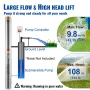 Dyb brønd nedsænket pumpe 1500W strøm 9,8 mâ³/h max flow 108m