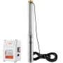 Deep Well Submersible Pump, 1500W 230V 60Hz, 9.8 m³/h 108 m Head, with 19.4 m Cord & External Control Box, Stainless Steel Water