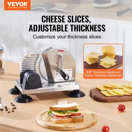 Manual Bread Slicer, 0-6" Adjustable Thickness Cheeser Butter Cutting, Micro-Serrated Stainless Steel Blade, Aluminum Alloy Comm
