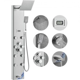 Shower Panel Tower System 6 Modes Digital Display Stainless Steel Rainfall