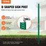 8FT U-Channel Sign Post, 4Pack Green Heavy Duty Steel Fixed Fence Post, Steel Fence U-Channel Sign for Garden, Courtyard, Farm o