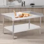 Stainless Steel Work Table, 30 x 48 x 26 Inch Commercial Food Prep Worktable, 3-Sided Backsplash Heavy Duty Prep Worktable, Meta