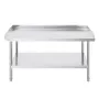 Stainless Steel Work Table, 30 x 48 x 26 Inch Commercial Food Prep Worktable, 3-Sided Backsplash Heavy Duty Prep Worktable, Meta