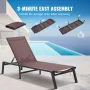 Chaise Lounge Chairs Outdoor, Aluminum Patio Lounge Chairs with Adjustable 5-Position, Folding Pool Lounge Chairs Recliner and F