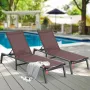 Chaise Lounge Chairs Outdoor, Aluminum Patio Lounge Chairs with Adjustable 5-Position, Folding Pool Lounge Chairs Recliner and F