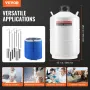 Liquid Nitrogen Tank, 20 L Aluminum Alloy Liquid Nitrogen Container, LN2 Tank Dewar with 6 Canisters and Carry Bag with Straps, 