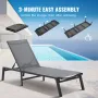 Chaise Lounge Chair Outdoor, Aluminum Patio Lounge Chair with Adjustable 5-Position, Folding Pool Lounge Chair Recliner and Full
