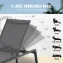 Chaise Lounge Chair Outdoor, Aluminum Patio Lounge Chair with Adjustable 5-Position, Folding Pool Lounge Chair Recliner and Full