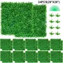 Artificial Boxwood Panel UV 24pcs Boxwood Hedge Wall Panels Artificial Grass Backdrop Wall 20" X 20" 4 cm Green Grass Wall Fake 