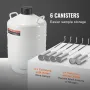Liquid Nitrogen Tank, 30 L Aluminum Alloy Liquid Nitrogen Container, LN2 Tank Dewar with 6 Canisters and Carry Bag with Straps, 