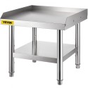 Rustfrit ståludstyr Grill Stand, 24 x 24 x 24 tommer rustfrit bord, grillstandbord med justerbar opbevaring