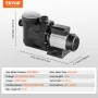 1100 W(1.5HP) Above Ground Pool Pump, 220V-240V, 1450 / 2860 RPM Dual Speed Pump 1100W, 27800 L/H Max. Flow Powerful Pump, Energ