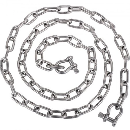 Ankerkæde, 20 'x 5/16 "316 Rustfrit stålkæde, 3/8" Anchor Chain Shackle, 7120 lbs Anchor Lead Chain Breaking Load,