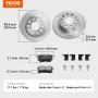 Rear Brake Kit Compatible with Audi A3 (8P), VW Golf 5 6, Seat LEON, SKODA OCTAVIA, ALTEA, Brake Rotors Ceramic Brake Pads Repla