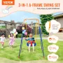 Swing Sets for Backyard, 3-in-1 Toddler Swing Set with 4 Sandbags, Foldable Metal Stand, Easy to Assemble, Swingset Indoor/Outdo
