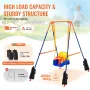 Swing Sets for Backyard, 3-in-1 Toddler Swing Set with 4 Sandbags, Foldable Metal Stand, Easy to Assemble, Swingset Indoor/Outdo