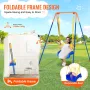 Swing Sets for Backyard, 3-in-1 Toddler Swing Set with 4 Sandbags, Foldable Metal Stand, Easy to Assemble, Swingset Indoor/Outdo
