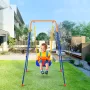 Swing Sets for Backyard, 3-in-1 Toddler Swing Set with 4 Sandbags, Foldable Metal Stand, Easy to Assemble, Swingset Indoor/Outdo