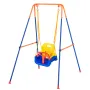 Swing Sets for Backyard, 3-in-1 Toddler Swing Set with 4 Sandbags, Foldable Metal Stand, Easy to Assemble, Swingset Indoor/Outdo