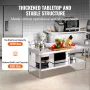 Stainless Steel Work Table, 30 x 60 x 26 Inch Commercial Food Prep Worktable, 3-Sided Backsplash Heavy Duty Prep Worktable, Meta