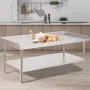 Stainless Steel Work Table, 30 x 60 x 26 Inch Commercial Food Prep Worktable, 3-Sided Backsplash Heavy Duty Prep Worktable, Meta