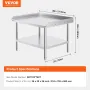 Arbejdstabel 30 "x36" kommerciel madpreprestaurant på rustfrit