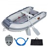 Inflatable Dinghy Boat, 4-Person Transom Sport Tender Boat, with Marine Wood Floor and Adjustable Aluminum Bench, 1000 lbs