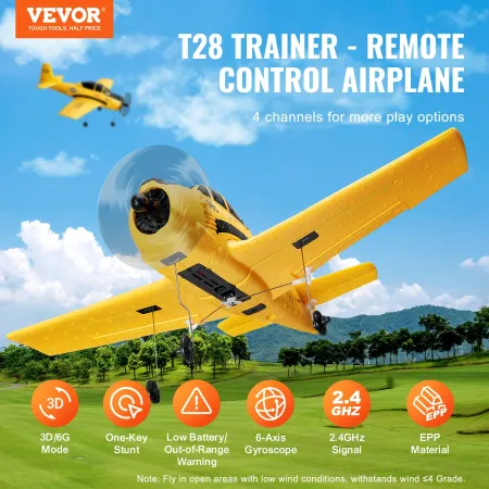 RC Plane, 2.4GHZ 4 Channel Remote Control Airplane with 6-Axis Gyro Stabilizer, Ready to Fly Trainer Aircraft Plane Toy with 2 B