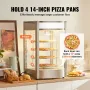 Commercial Food Warmer Display for 14" Pizza, 4-Tier Pizza Warmer with Rotary Steam Heating, 30℃~85℃ Temperature Control and Tem