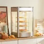 Commercial Food Warmer Display for 14" Pizza, 4-Tier Pizza Warmer with Rotary Steam Heating, 30℃~85℃ Temperature Control and Tem